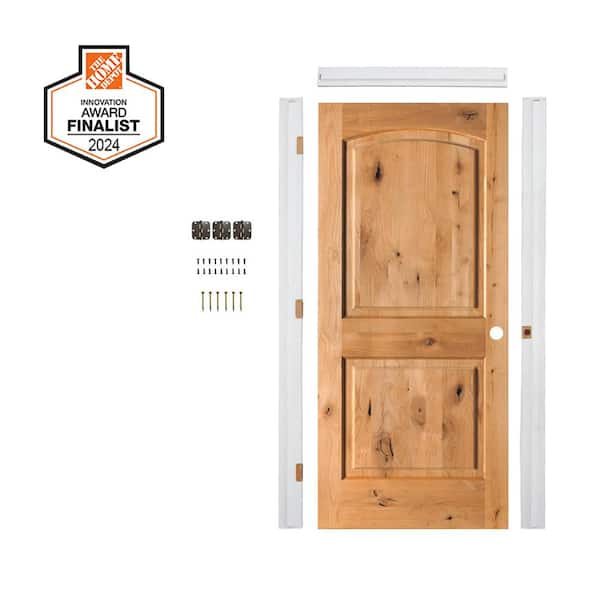 Krosswood Doors DIY RTA Kit 32 in. x 80 in. Knotty Alder Left-Hand Top Arch Clear Stain Wood Single Ready To Assemble Interior Door