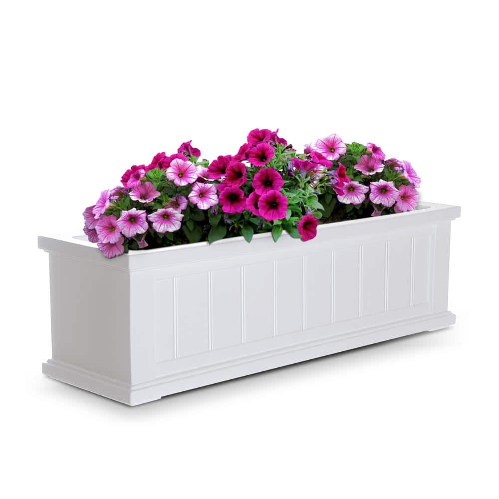 Mayne Cape Cod 36 in. x 11 in. Self-Watering White Polyethylene