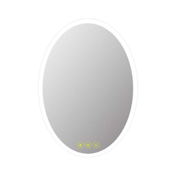 Unbranded 23.62 in. W x 31.49 in. H Oval Frameless Anti-Fog Lighted Wall Bathroom Vanity Mirror with Touch Sensor