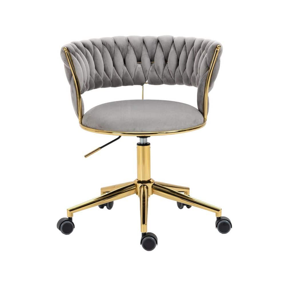 Grey velvet office on sale swivel chair