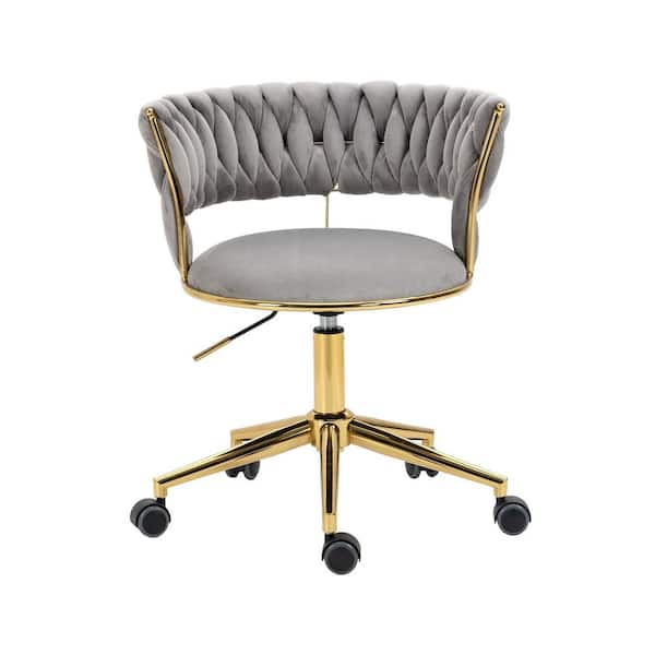null Gray Velvet Morden Swivel Height Adjustable Task Chair