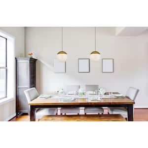 Timeless Home Ellie 1-Light Brass Pendant with Frosted Glass Shade