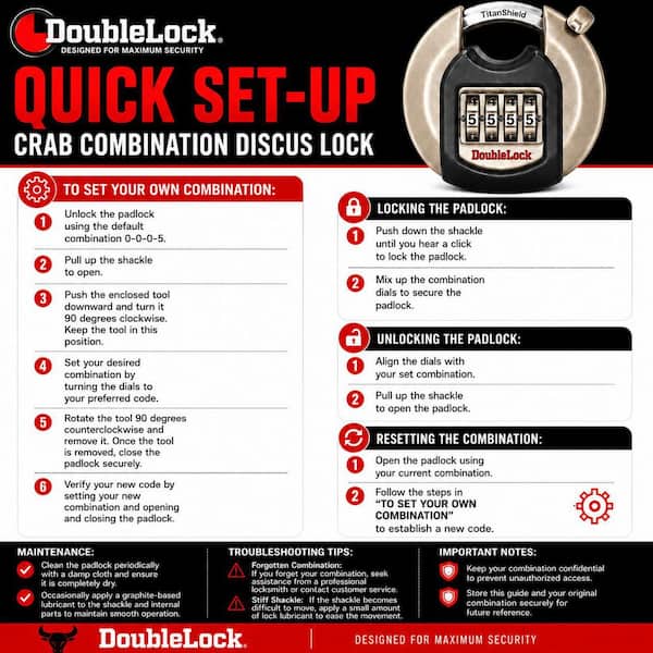DoubleLock Crab 2.0, 2-3/4 in. Keyed Discus Padlock with Key