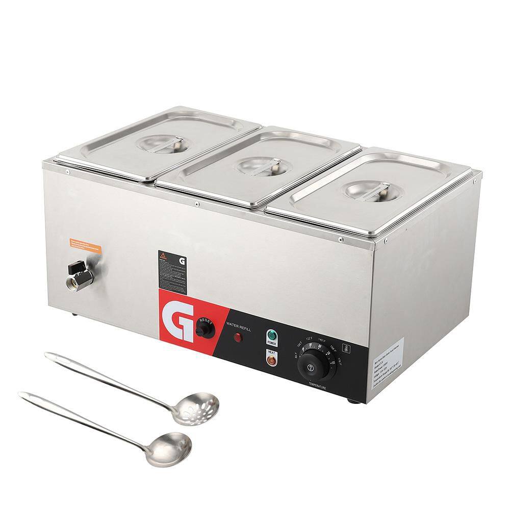 Garvee Garvee Commercial Countertop Food Warmer, 3 x 6.3 QT Stainless Steel ...