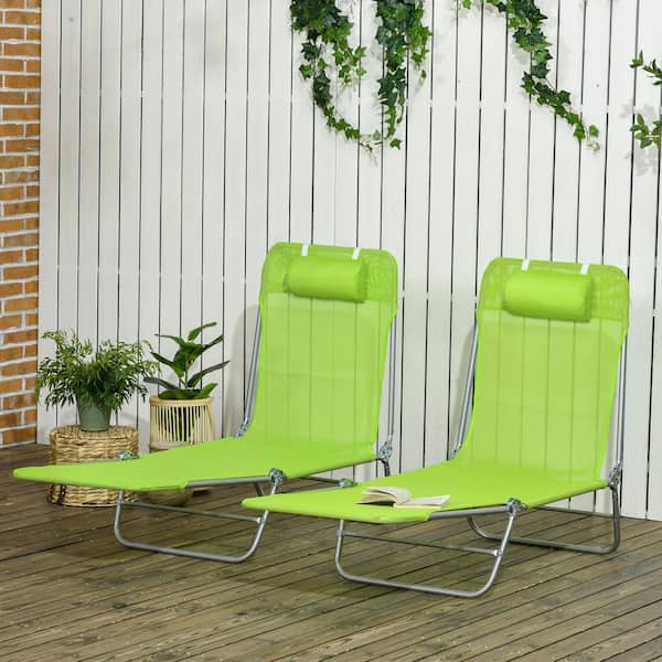 Otryad 2-Piece Metal Folding Outdoor Chaise Lounge Chairs with