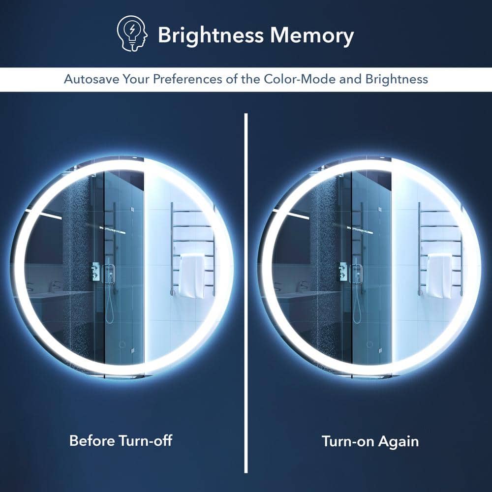 Dane Round Frameless Antifog LED Bathroom Vanity Mirror