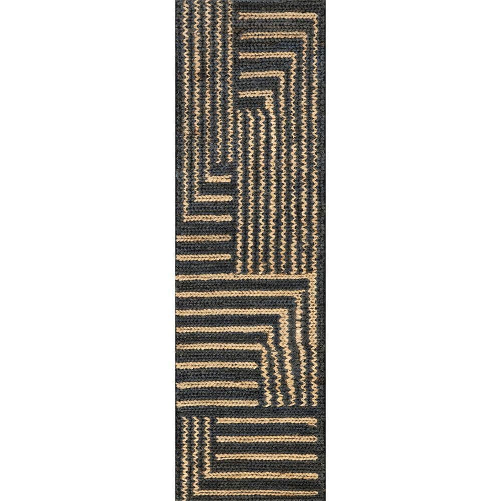 Grassland Handwoven Jute Black 2 ft. x 8 ft. Modern Runner Rug price history on PriceWatchPro