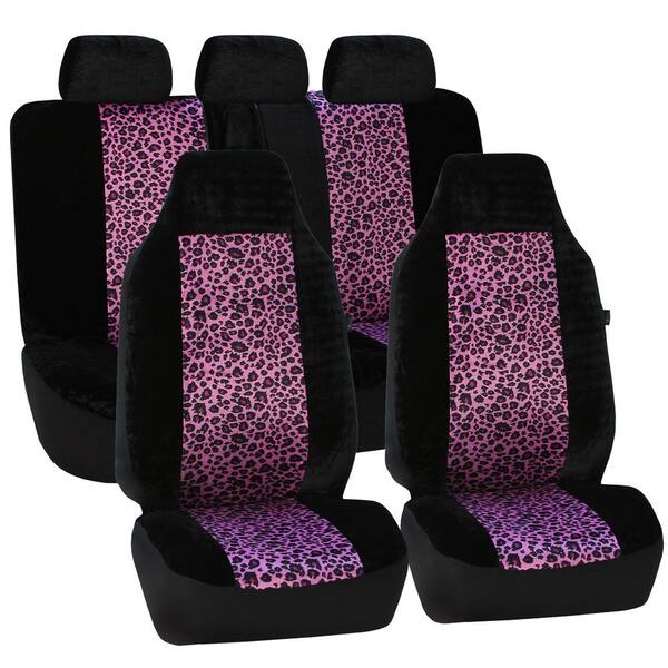 FH Group Fabric 21 in. x 20 in. x 2 in. Leopard Full Set Seat Covers