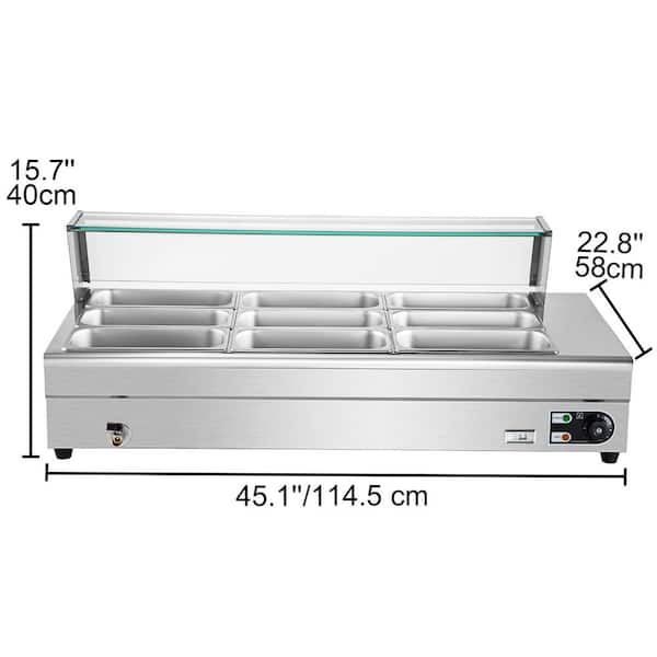 Food Warmer 3 Pan x 1/2 GN, Food Grade Stainelss Steel Commercial Food  Steam Table 2.3-Inch Deep, 1200W Electric Food Warmer 6.34 Quart with  Tempered