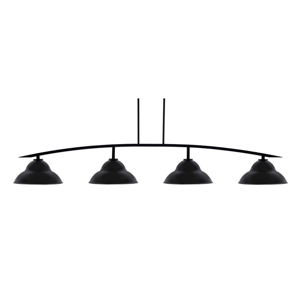 Siena 4-Light Matte Black Billiard Light with 13 in. Matte Black Metal Shad