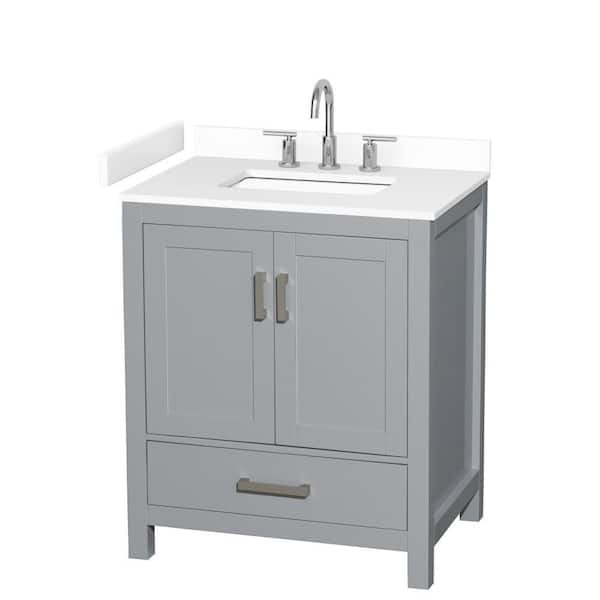 Sheffield 30 in. Single Freestanding Gray Bath Vanity with White Cultured Marble Top