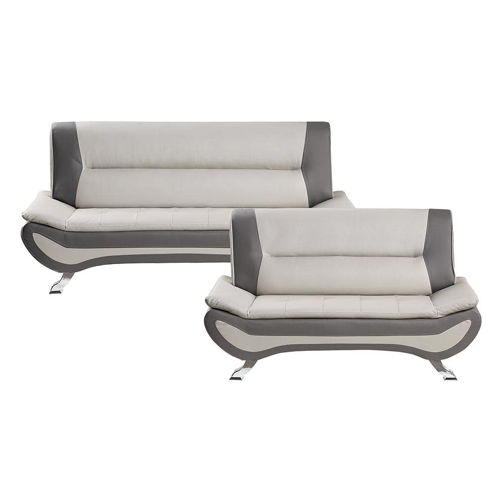 Emerson 77.5 in. W. Armless Faux Leather Rectangle 2-Piece Living Room Sofa
