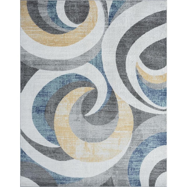 Tayse Rugs Jaize Abstract Gold 5 ft. x 8 ft. Indoor Area Rug