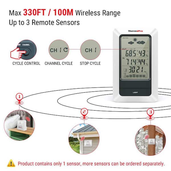 Digital Wireless Weather Station with Indoor Outdoor Temperature Humidity,Moon Phase,Barometric Pressure Easy-to-Read Display