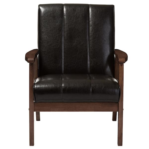 Baxton Studio Nikko Scandinavian Dark Brown Faux Leather