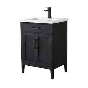 Cove 20 in. W x 15.5 in. D x 34 in. H Bath Vanity in Black Oak with Ceramic Vanity Top in White with White Sink