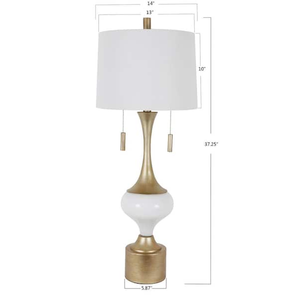 Vintage Antique Gold White Table Lamp, Vintage Table Lamp Shades
