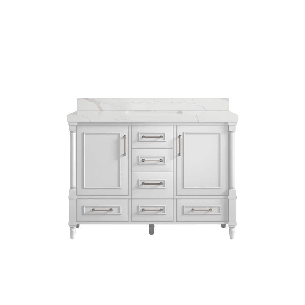 Hudson 48 in. W x 22 in. D x 36 in. H Bath Vanity in White with 2 in. Calacatta Quartz Top price history on PriceWatchPro
