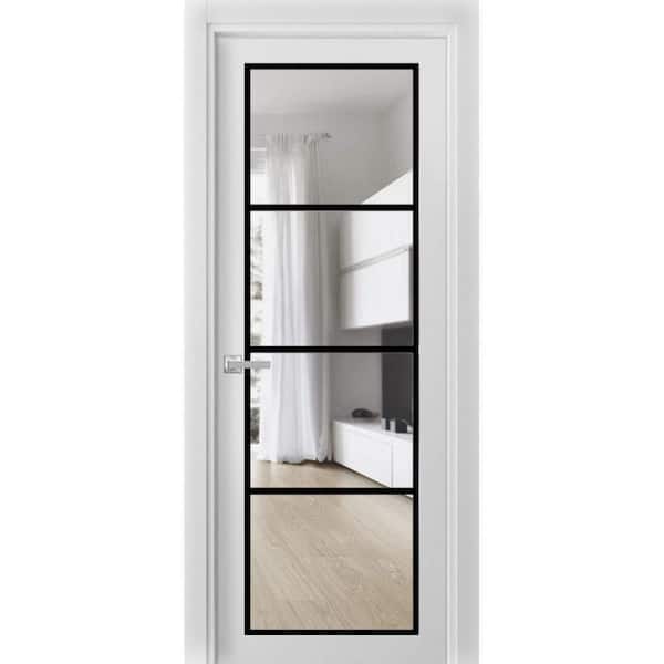 Sartodoors 42 in. x 84 in. 1 Panel White Finished MDF Sliding Door with Hardware