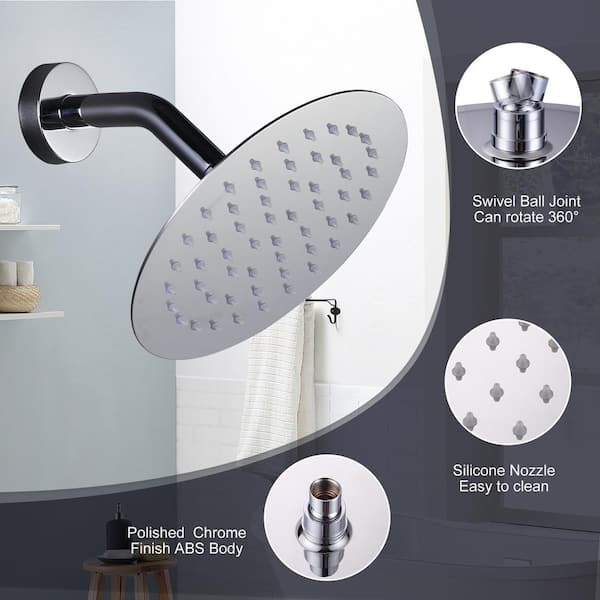 1-Spray Pattern 1.8 GPM 8 in. Single Wall Mount Rain Fixed Shower Head in Polished Chrome