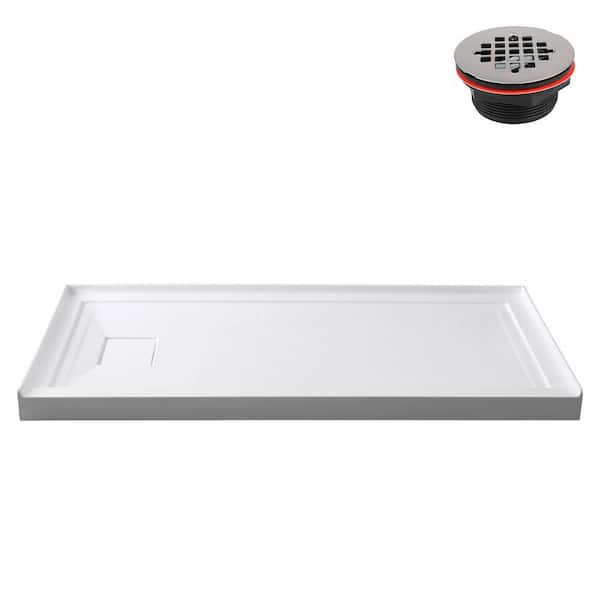 GB-617-472 72 in. x 36 in. Alcove Acrylic Shower Pan Base in Glossy White with Left Drain, Drain Included