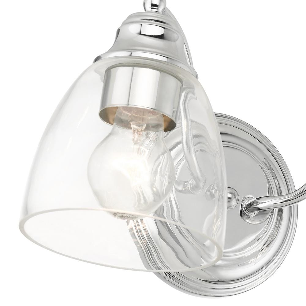 Polished Chrome Dual-Light Vanity Sconce with Hand-Blown Glass