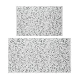Geometric White 44 in. x 24 in. and 31.5 in. x 20 in. Non Skid, Washable, Thin, Multipurpose Kitchen Rug Mat (Set of 2)