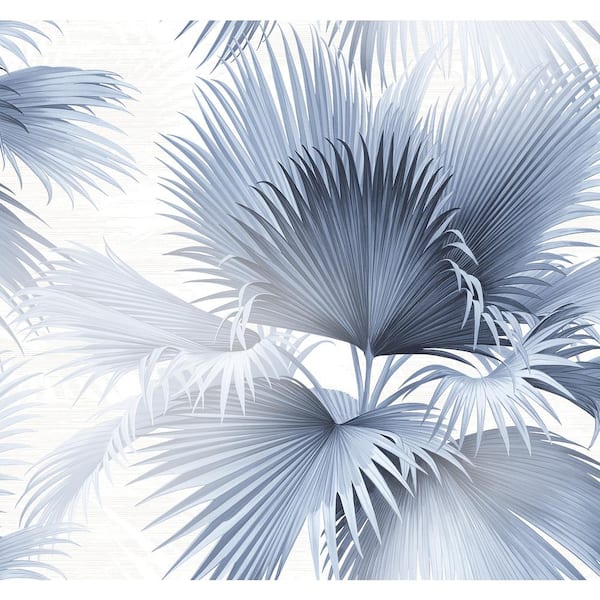 A-Street Prints Summer Palm Blue Tropical Wallpaper Sample