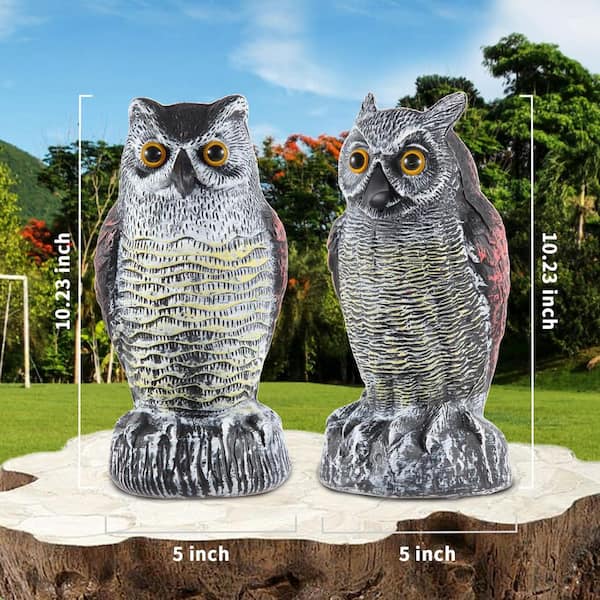 Cubilan 2 Pack Fake Owl Decoys to Scare Birds Away, Great Horned