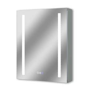 Glare 20 in. W x 26 in. H Rectangular Aluminum Recessed/Surface Mount Left Open Medicine Cabinet with Mirror LED