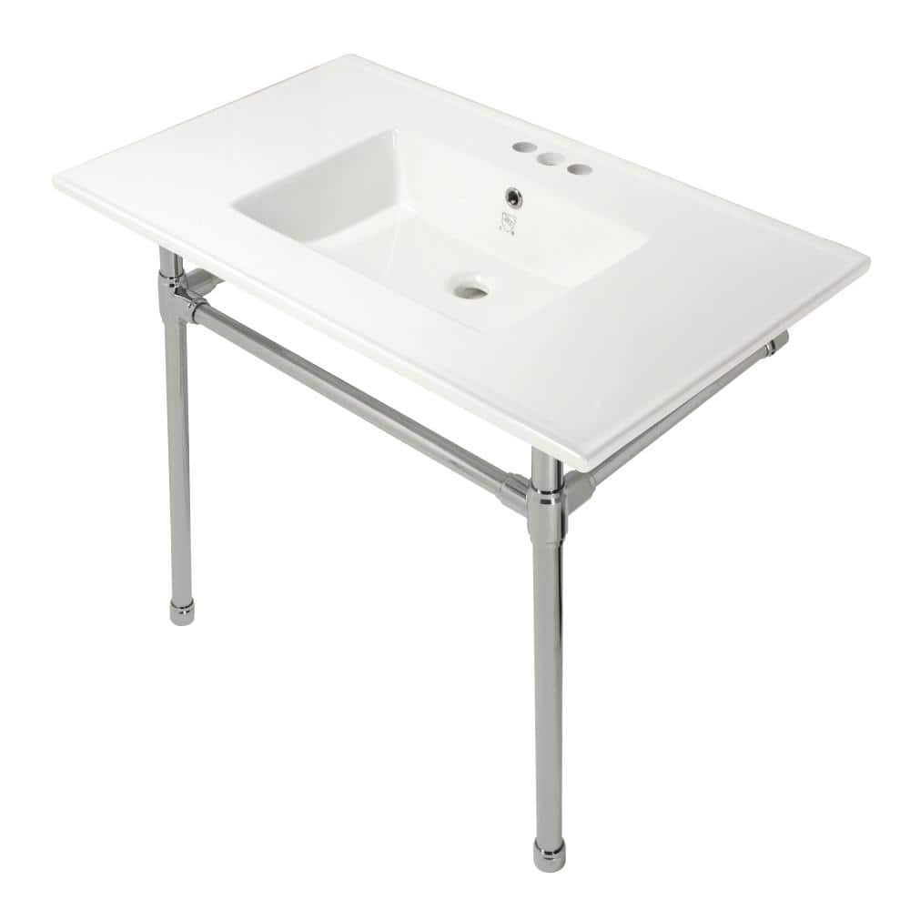 30 Cierra Console Sink with Brass Stand - Matte Black in White | Vitreous China | Signature Hardware