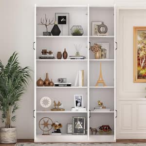 78.7 in. Tall Wood Standard 10-Shelf Bookshelf Bookcase with Glass Doors, Adjustable Shelves (47.2 in. W x 15.7 in. D)