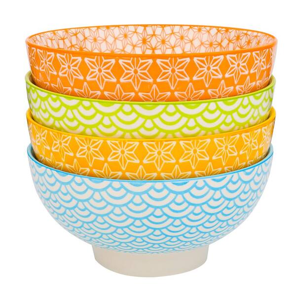Vancasso 14 Fl Oz Assorted Colors Porcelain Bowls For Cereal Rice Soup Salad Set Of 4 Vc Natsuki Sdw The Home Depot