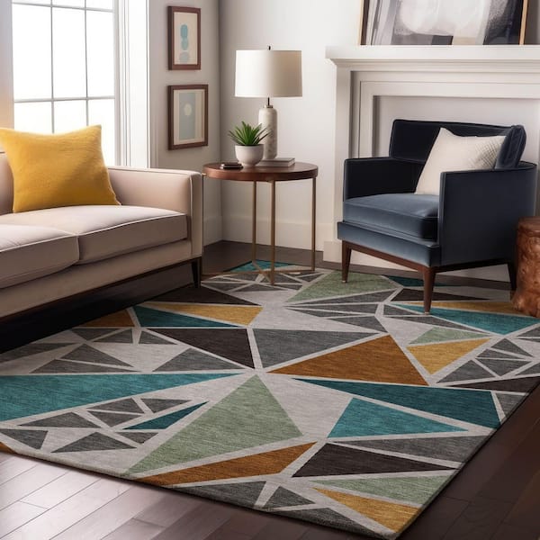 Mayfield Premium Machine Washable Abstract AMF1039 Gray 9 ft. x 12 ft. Area Rug