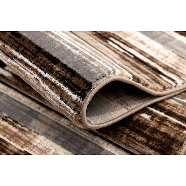 Montage 2' x 7' (Exact Size: 2'3" x 7') Abstract Indoor Runner Rug, Brown Beige, Camo