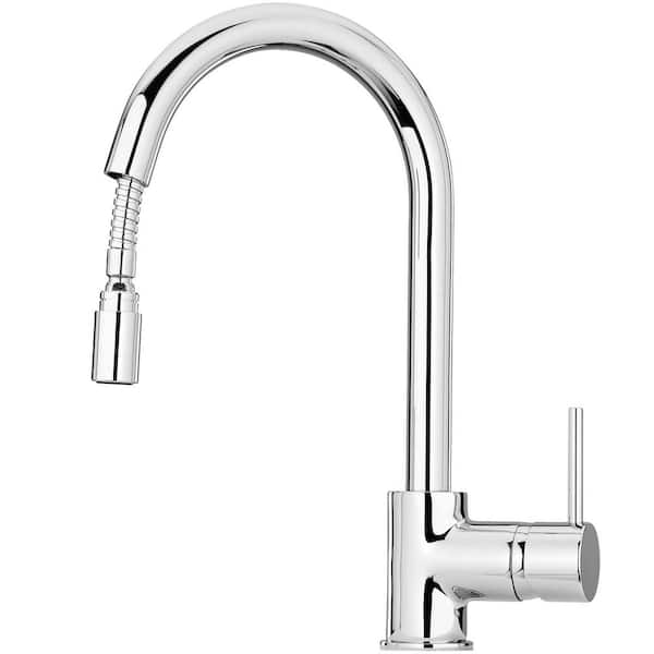 Elba Single Handle Pull Down Sprayer Kitchen Faucet with Rotating Spout in Brushed Nickel