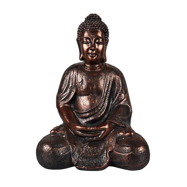 TIRAMISUBEST 11.8 in. x 10.2 in. x 16.1 in. Indoor/Outdoor Decor Sitting Zen Buddha Garden Statue in Bronze