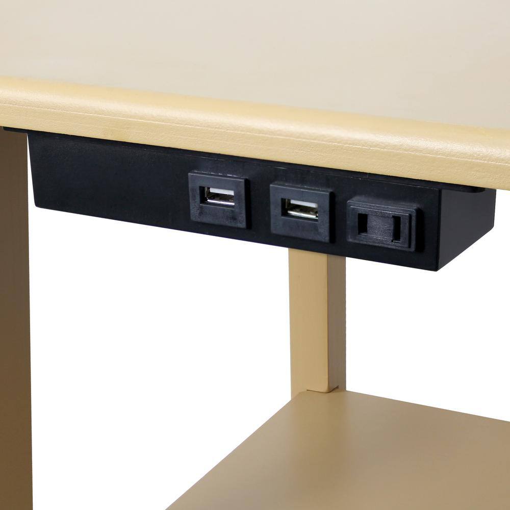 Tan 57" Modern 2-Tier End Table Floor Lamp with USB Ports