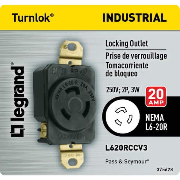 Premium Heavy Duty L6-20P 3W Twist Lock Locking Plug Device 20A 250V 