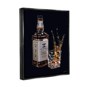 Splashing Liqueur Glam Whiskey Bottle Design By Ziwei Li Floater Frame Food Art Print 31 in. x 25 in.