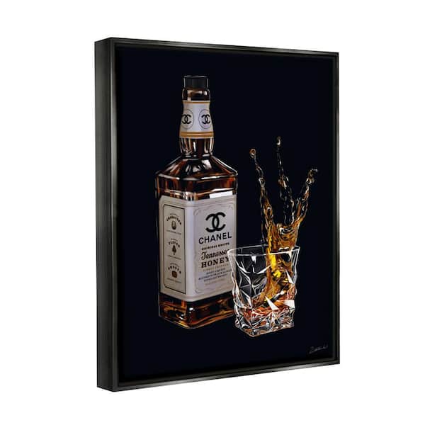 The Stupell Home Decor Collection Splashing Liqueur Glam Whiskey Bottle Design By Ziwei Li Floater Frame Food Art Print 31 in. x 25 in.
