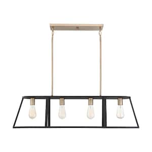 Chassis 4-Light Copper Brushed Brass and Matte Black Billiard Light