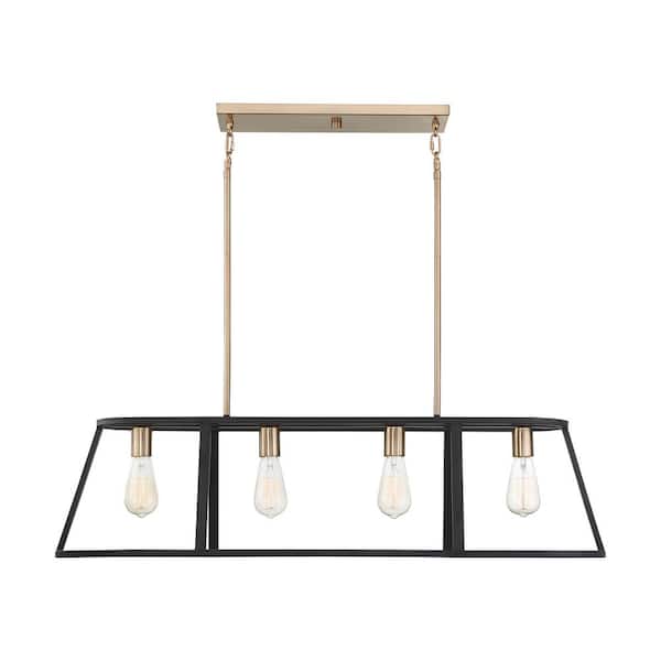 Chassis 4-Light Copper Brushed Brass and Matte Black Billiard Light