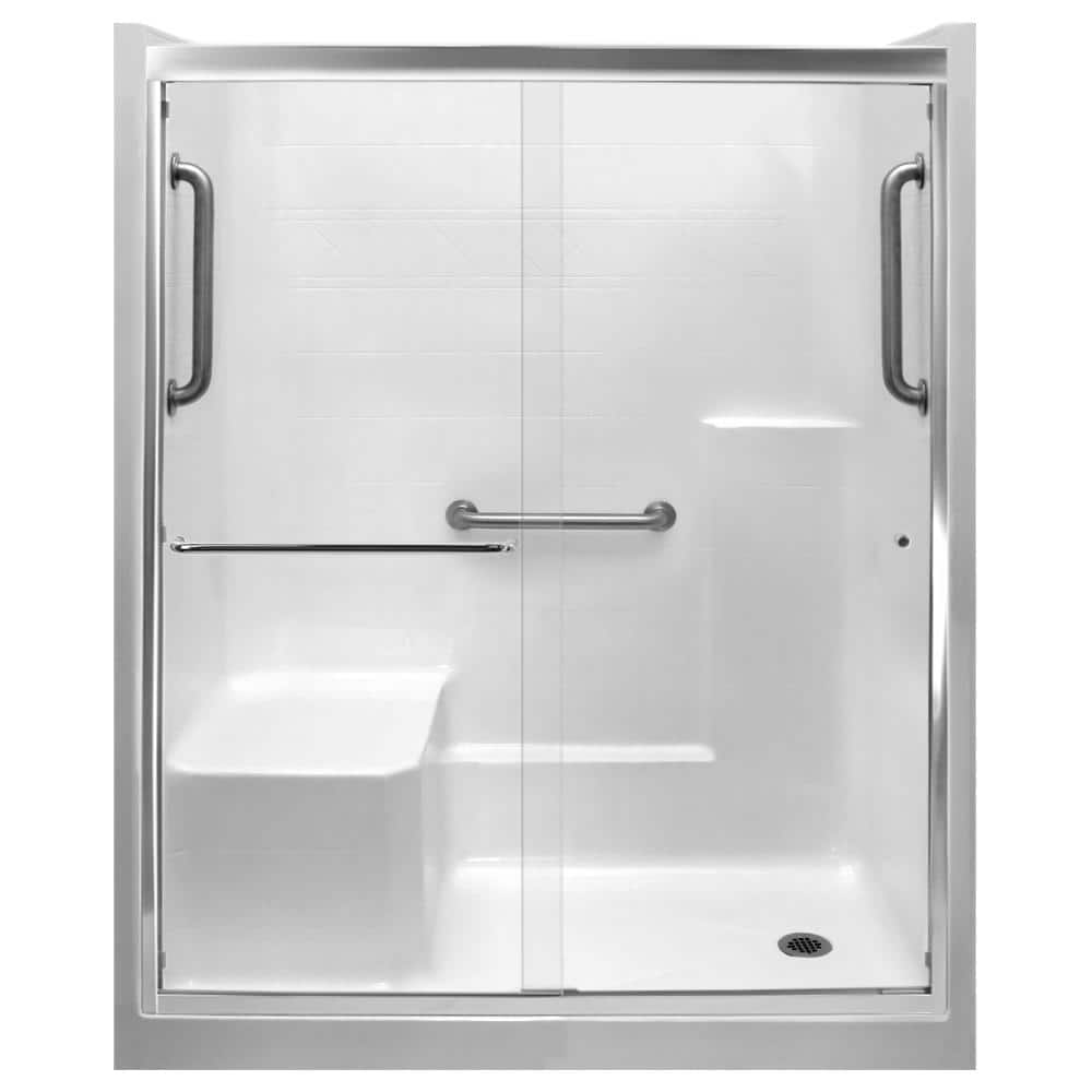 Ella 60 In. X 33 In. X 77 In. Right Drain Alcove 1-piece Shower Stall 