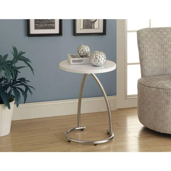 Monarch Specialties Glossy White End Table