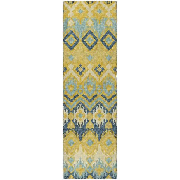 Dream Shag Premium Machine Washable Abstract ADS108 Yellow 2 ft. x 7 ft. Runner Rug