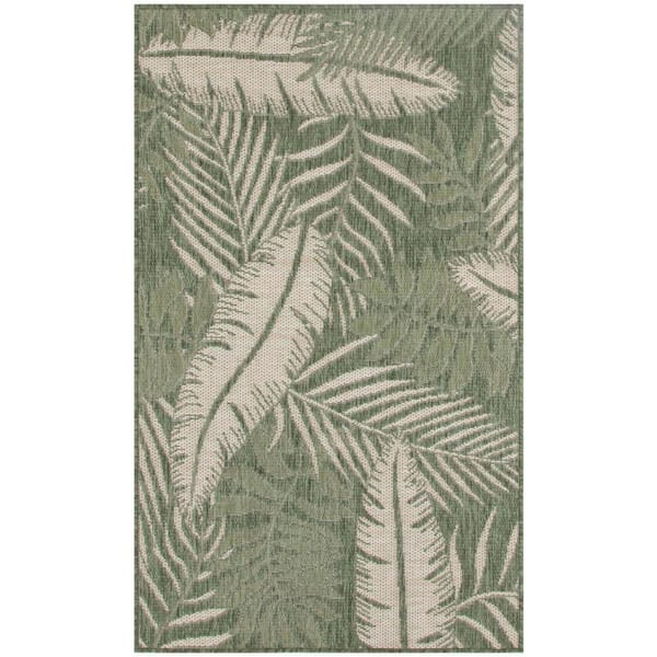 Garden Oasis Green Ivory 2 ft. x 4 ft. Nature-inspired Contemporary Area Rug