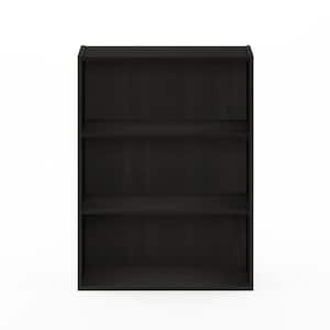 31.5 in. Dark Espresso Wood 3-Shelf Etagere Bookcase with Storage