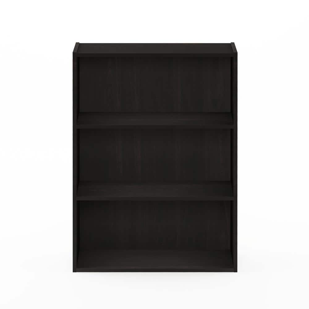 Espresso 3-Tier Wood Open Bookshelf