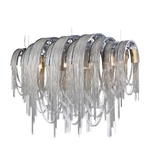 Annelyn 8-Light Dimmable Integrated LED Chrome No Decorative Accents Waterfall Circle Chandelier for Living Room